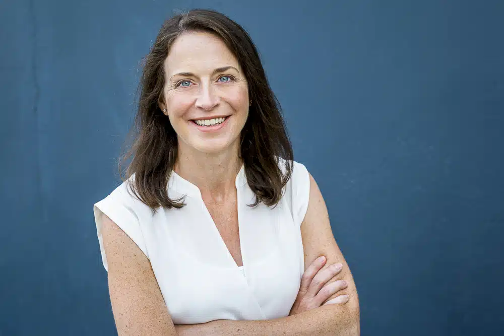 Corporate Headshots Melbourne Female Brick Wall Workplace 1